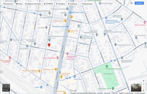 Lageplan Praxis Dr. Pechardscheck, Dorotheastr. 4, Berlin-Karlshorst
